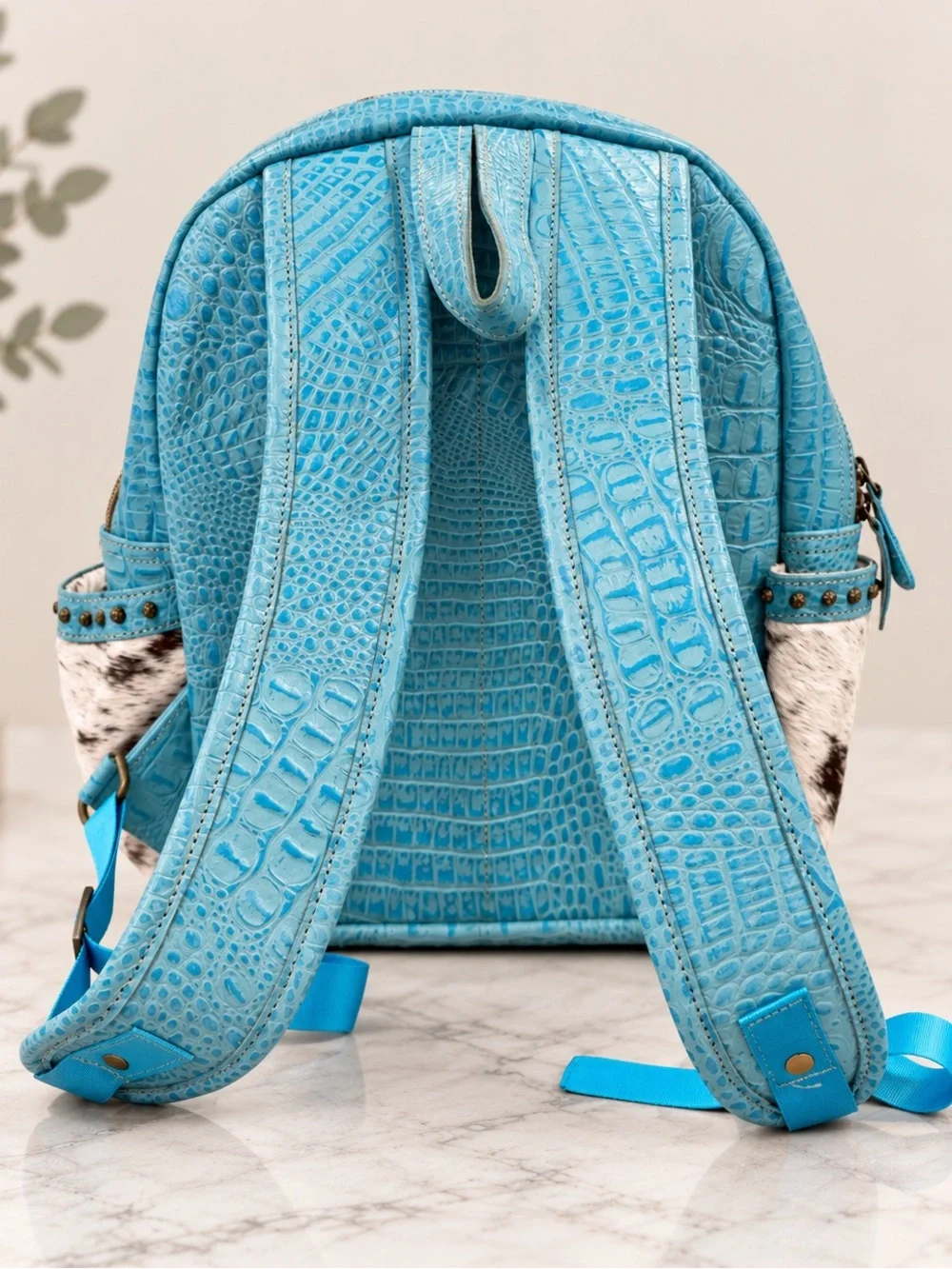 Myra Bag Wild Blue Hair-On Hide Western Backpack Turquoise Aztec NWT S-3817
